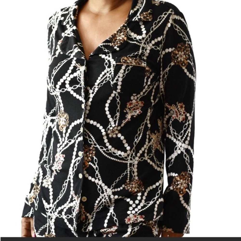 Soma Intimates Satin Pearl Chain Print pajamas L